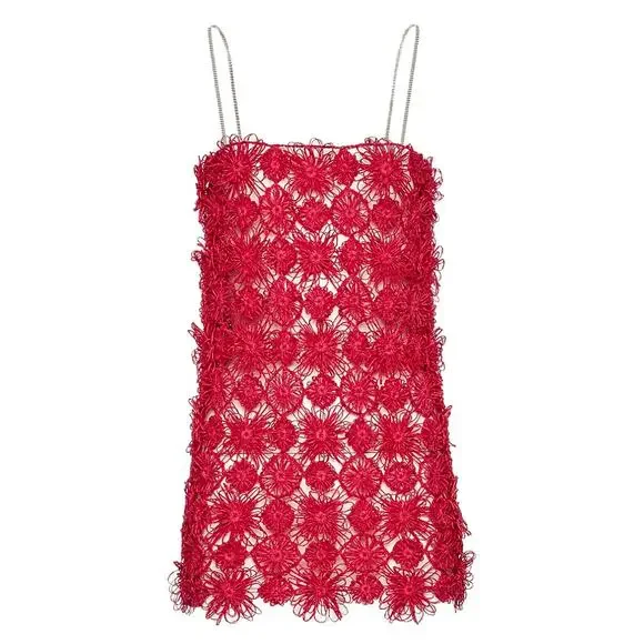 Magda Butrym Pink Crochet Flower Mini Shift Dress - Picture 2 of 16